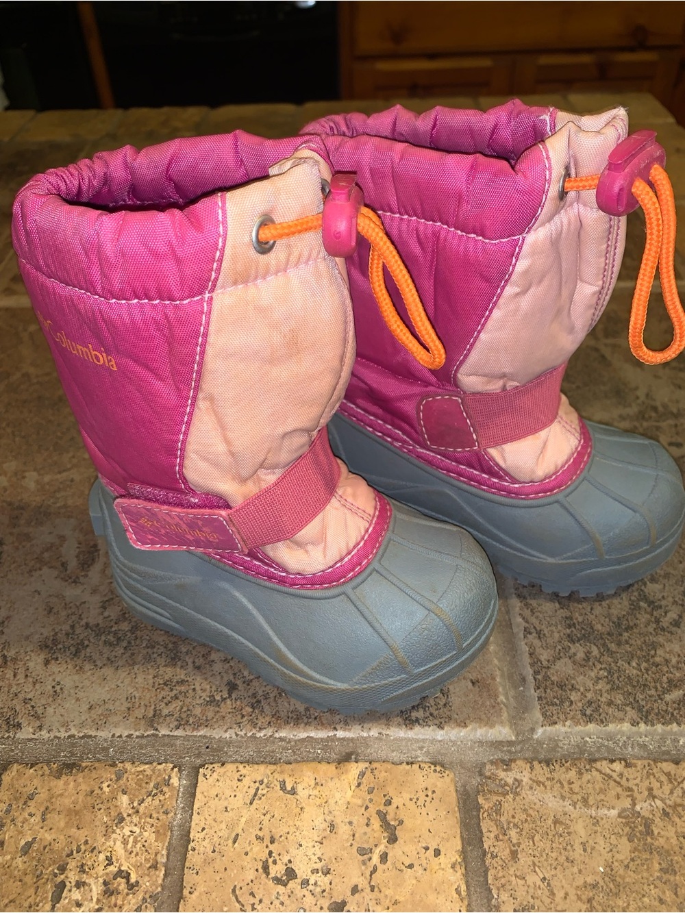 Columbia Kids Pink and Light Pink Winter Snow Boots with Gray Sole